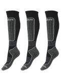 Miniatura Deluni, Gaia 3 pair calcetines de esquí 3 pares unisex Black With Grey Lines gris, negro 