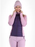 Miniatura Peak Performance, W Down Hybrid Hood chaleco mujeres Indigo Statice Lilac rosa 