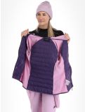 Miniatura Peak Performance, W Down Hybrid Hood chaleco mujeres Indigo Statice Lilac rosa 