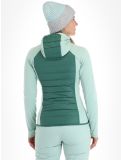 Miniatura Peak Performance, W Down Hybrid Hood chaleco mujeres Smoke Pine Delta Green verde 