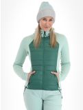 Miniatura Peak Performance, W Down Hybrid Hood chaleco mujeres Smoke Pine Delta Green verde 