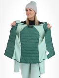 Miniatura Peak Performance, W Down Hybrid Hood chaleco mujeres Smoke Pine Delta Green verde 