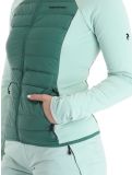 Miniatura Peak Performance, W Down Hybrid Hood chaleco mujeres Smoke Pine Delta Green verde 