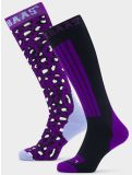 Miniatura Poederbaas, Panther Ski Socks 2-pack calcetines de esquí 2-pack unisex Purple Multi multicolor, púrpura 