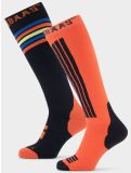 Miniatura Poederbaas, Striped Ski Socks 2-pack calcetines de esquí 2-pack unisex Orange Multi multicolor, naranja 