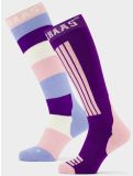 Miniatura Poederbaas, Striped Ski Socks 2-pack calcetines de esquí 2-pack unisex Purple Pink rosa 