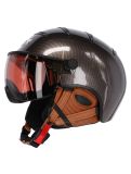 Miniatura Kask, Elite Pro, ski helmet, carbon/brown - gold mirror visor