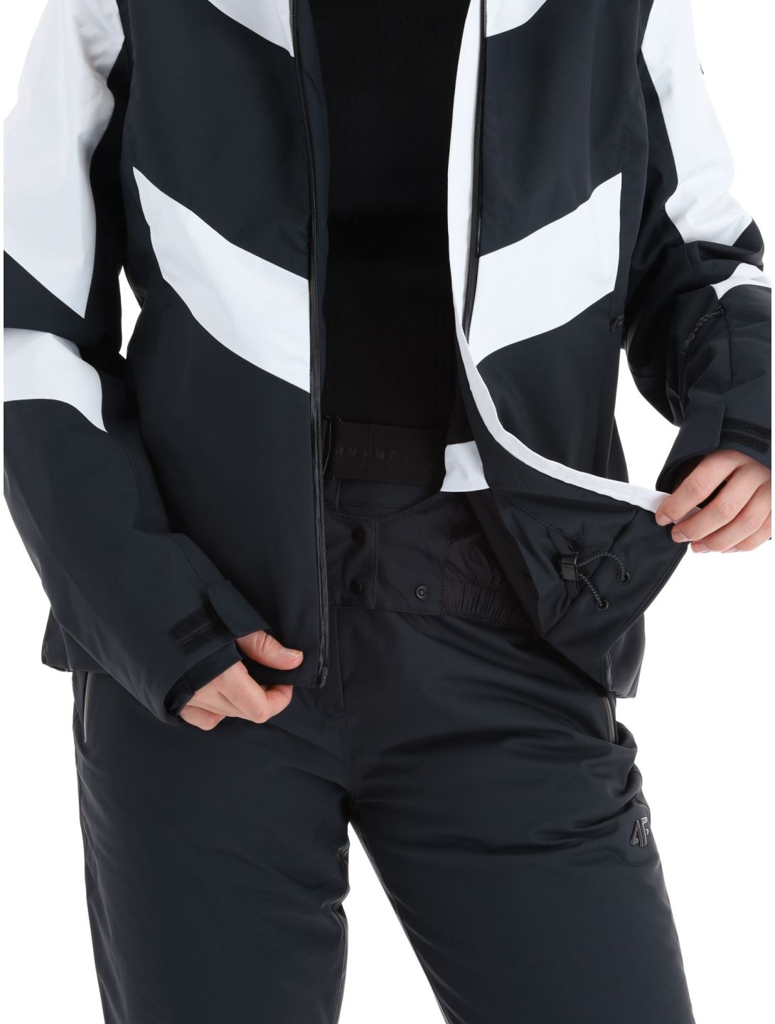 4F, Technical Jacket  F338 chaqueta de esquí mujeres Black blanco, negro 