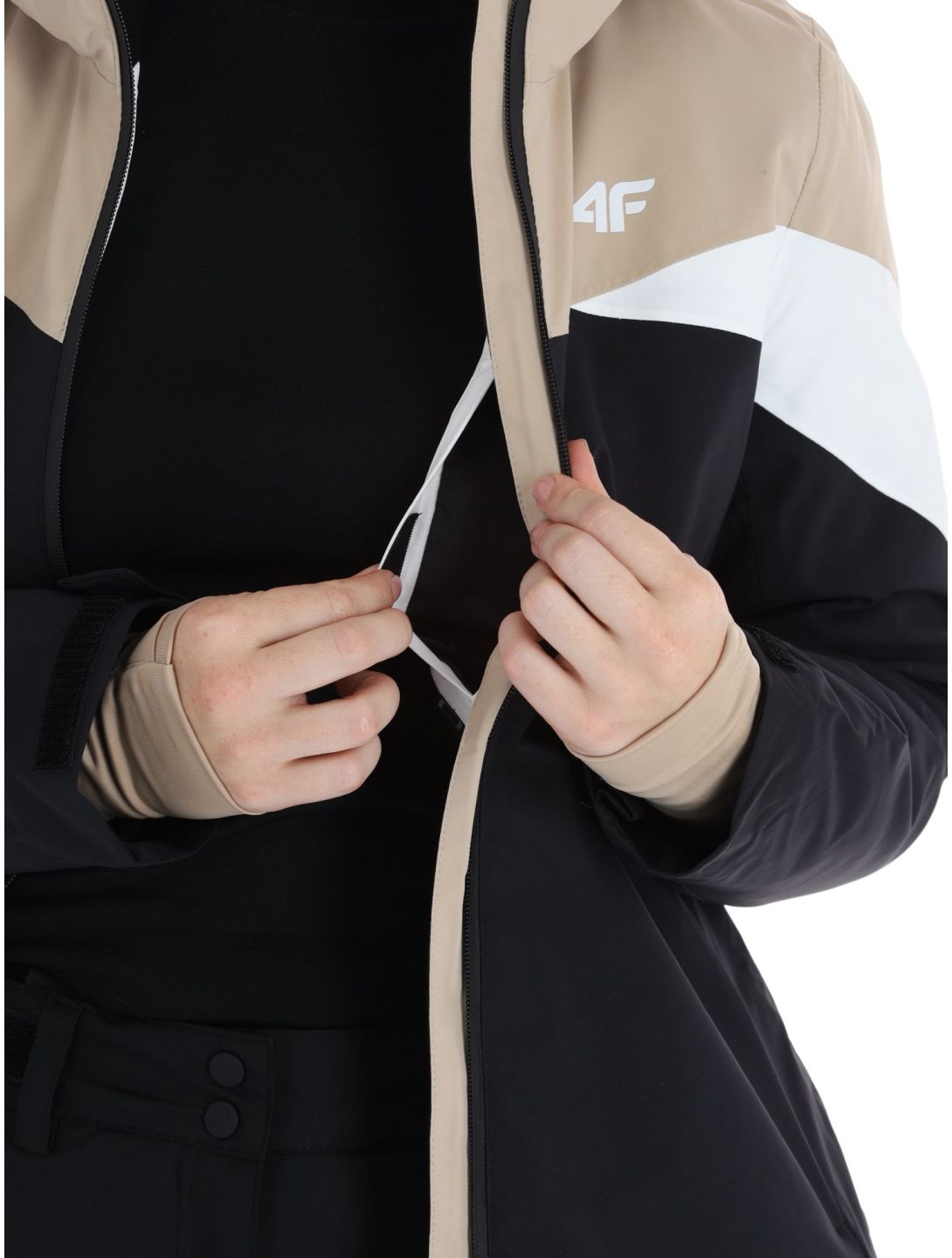 4F, Technical Jacket  F344 chaqueta de esquí mujeres Light Brown marrón, negro 