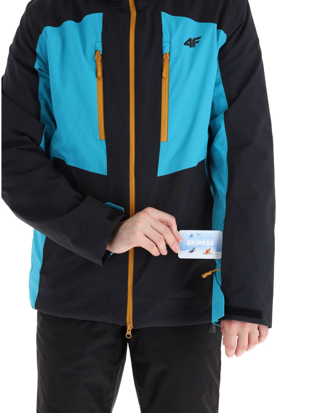 4F, Technical Jacket  M345 chaqueta de esquí hombres Turquoise negro, Turquoise 