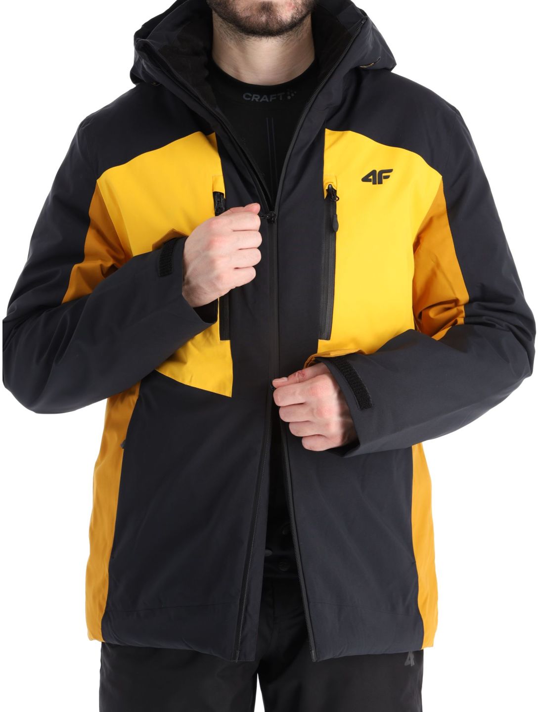 4F, Technical Jacket  M345 chaqueta de esquí hombres Yellow amarillo, marrón, negro 