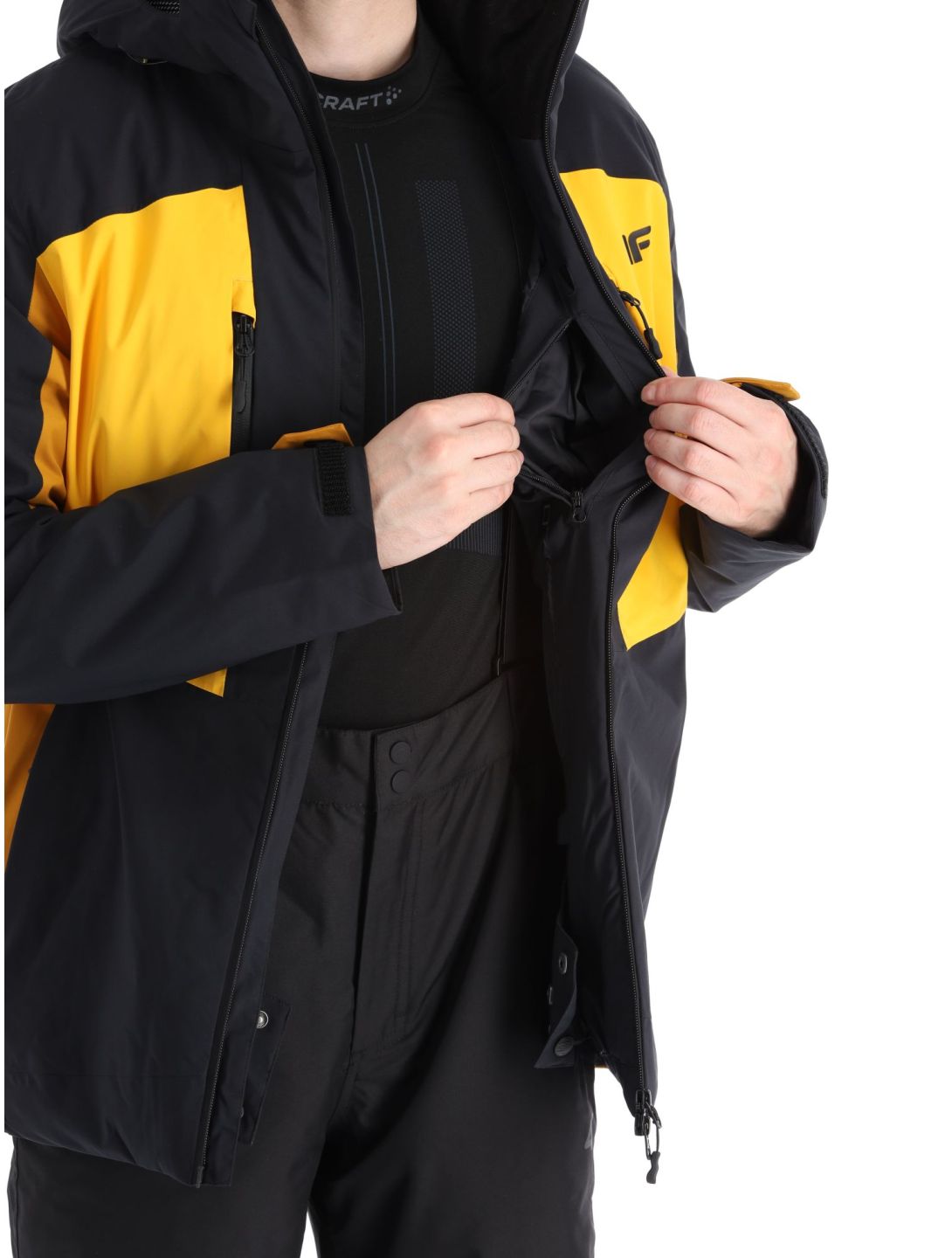 4F, Technical Jacket  M345 chaqueta de esquí hombres Yellow amarillo, marrón, negro 