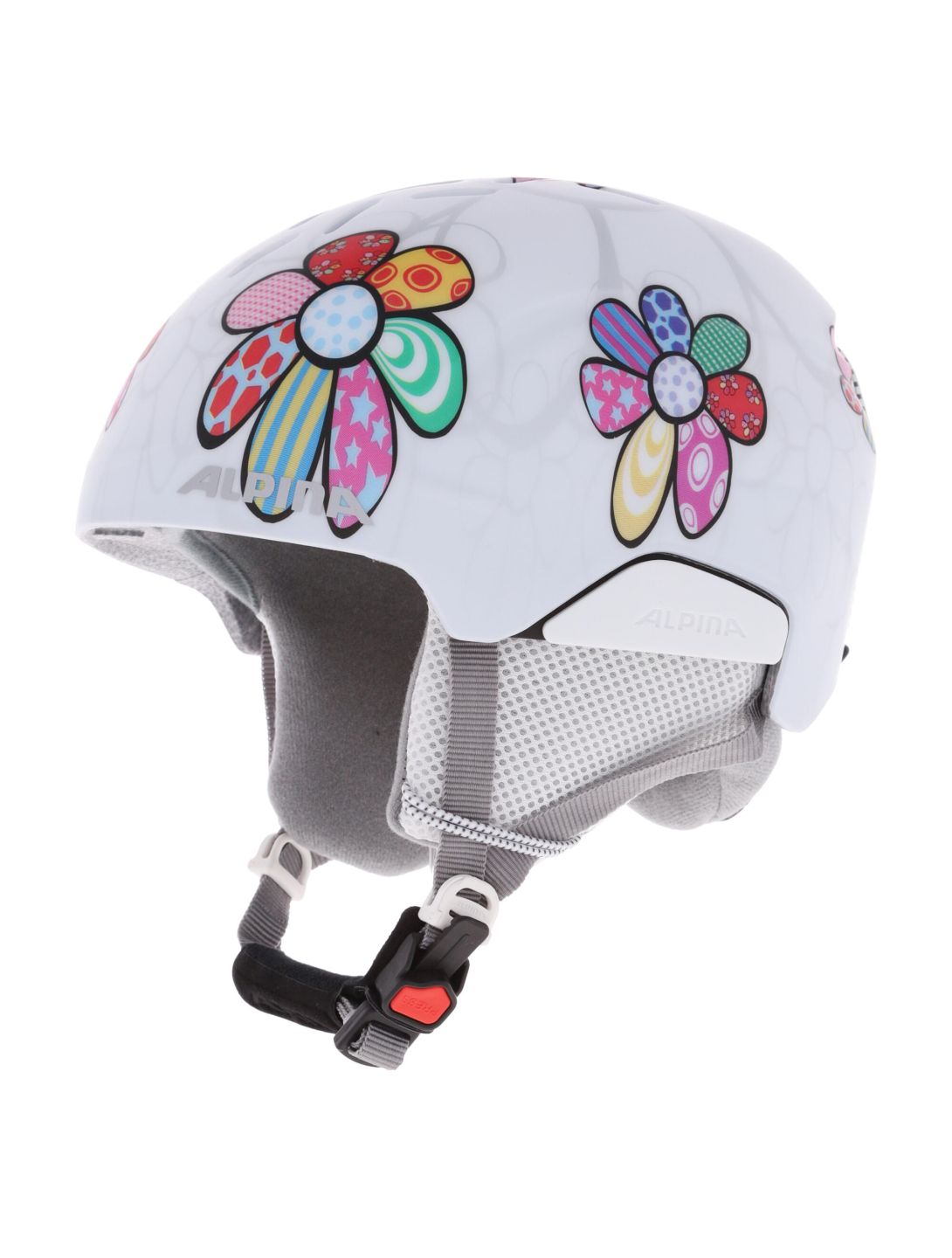 Alpina, Pizi casco niños Patchwork Flower Matt blanco 