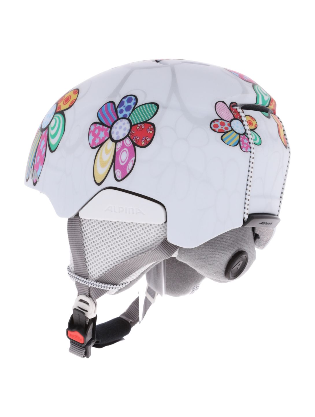 Alpina, Pizi casco niños Patchwork Flower Matt blanco 