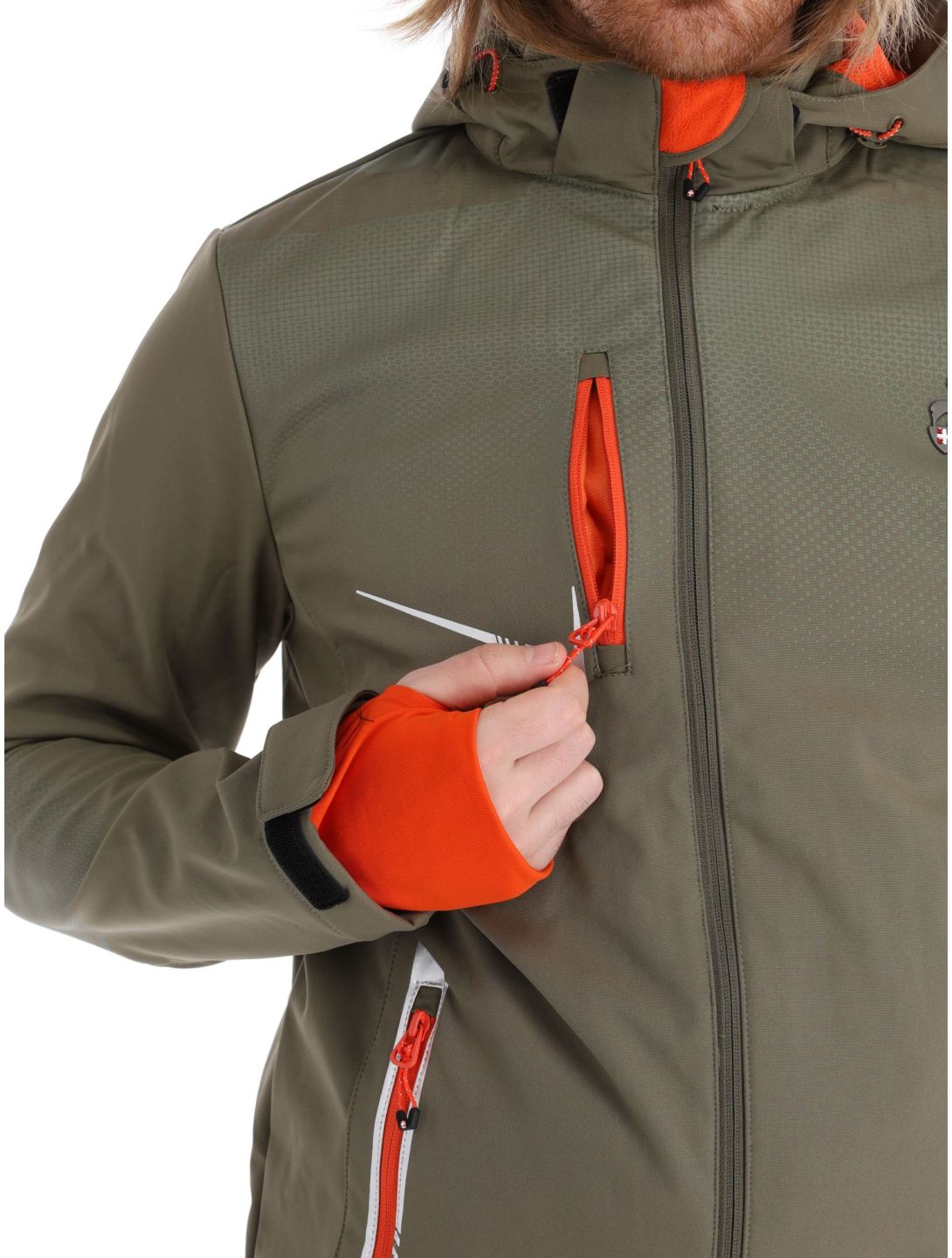 Aulp, Nevim chaqueta de esquí softshell hombres Kaki verde 