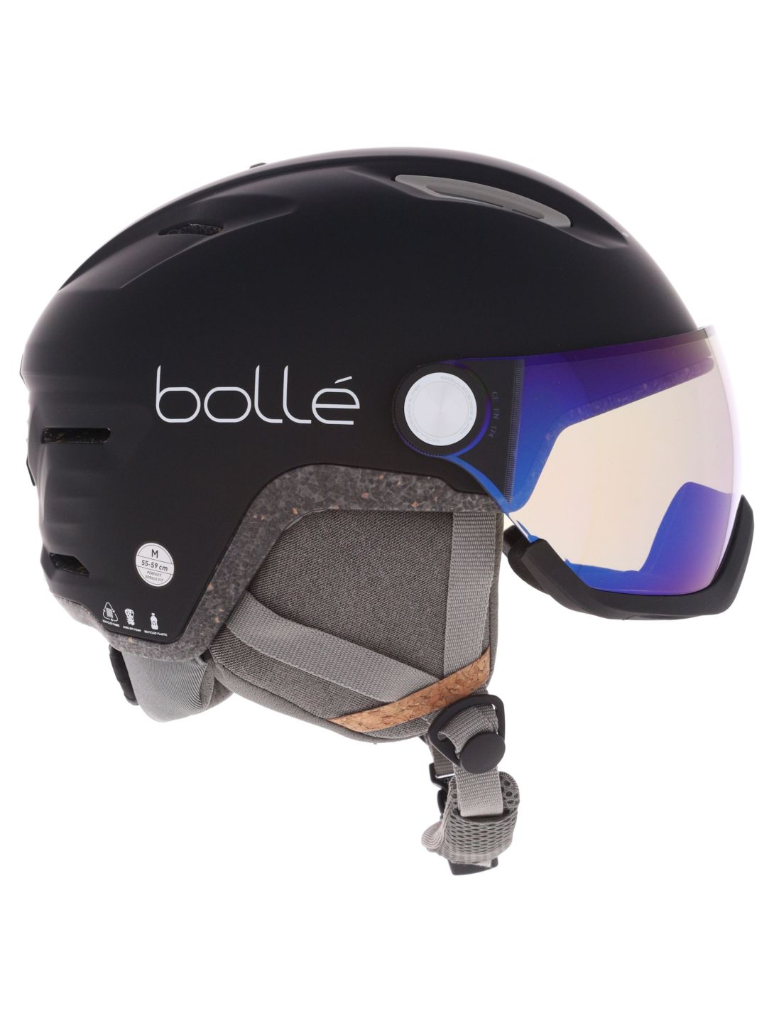 Bollé, Eco V-Atmos casco con visera unisex Black Matte - Photochromic Blue negro 