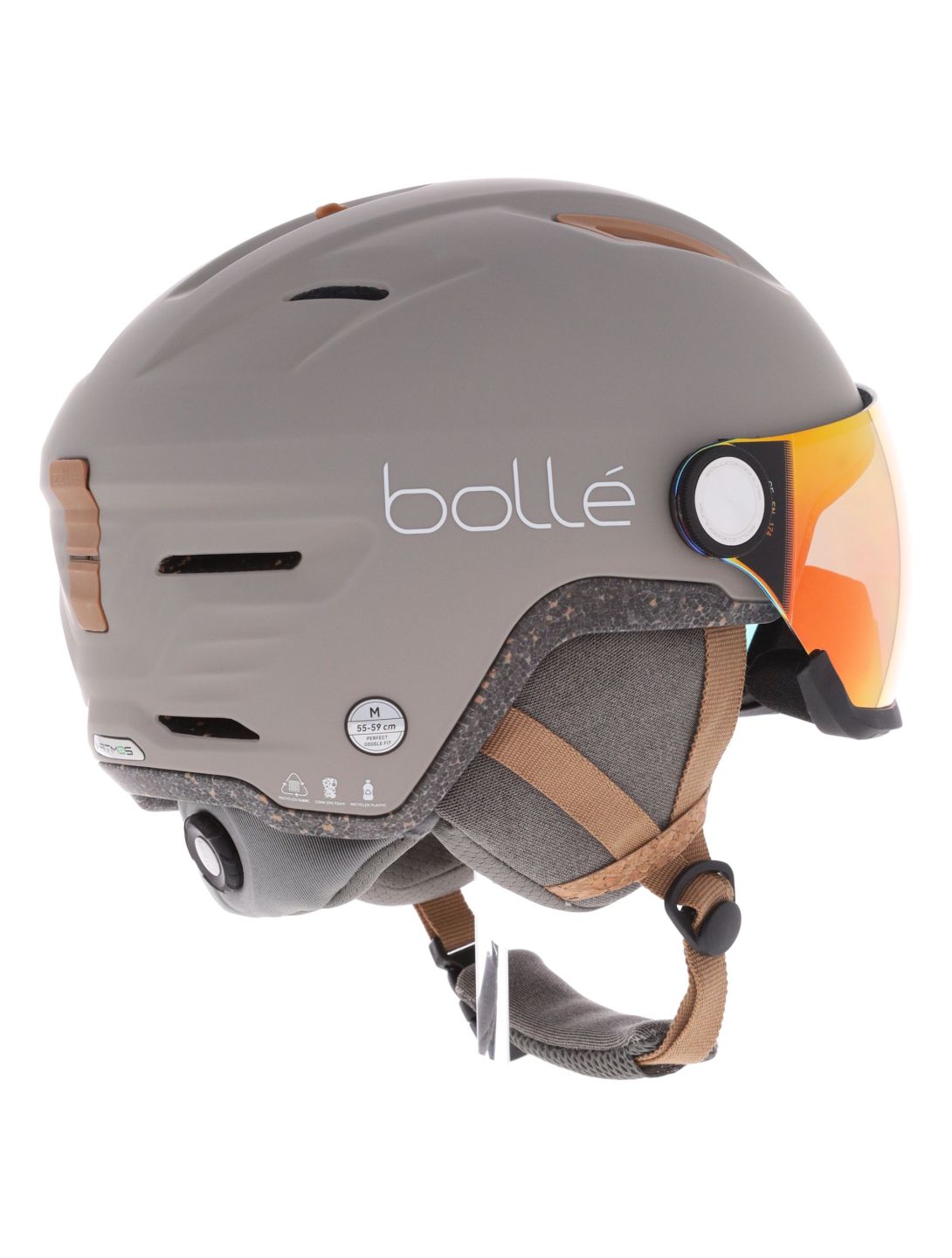 Bollé, Eco V-Atmos casco con visera unisex Oatmeal Matte - Photochromic Blue beige 