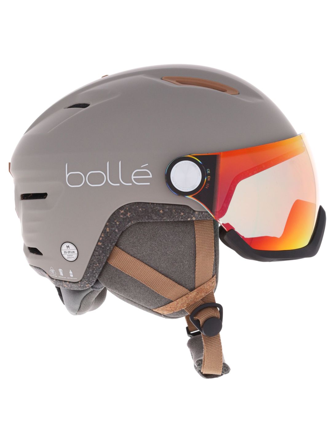 Bollé, Eco V-Atmos casco con visera unisex Oatmeal Matte - Photochromic Blue beige 