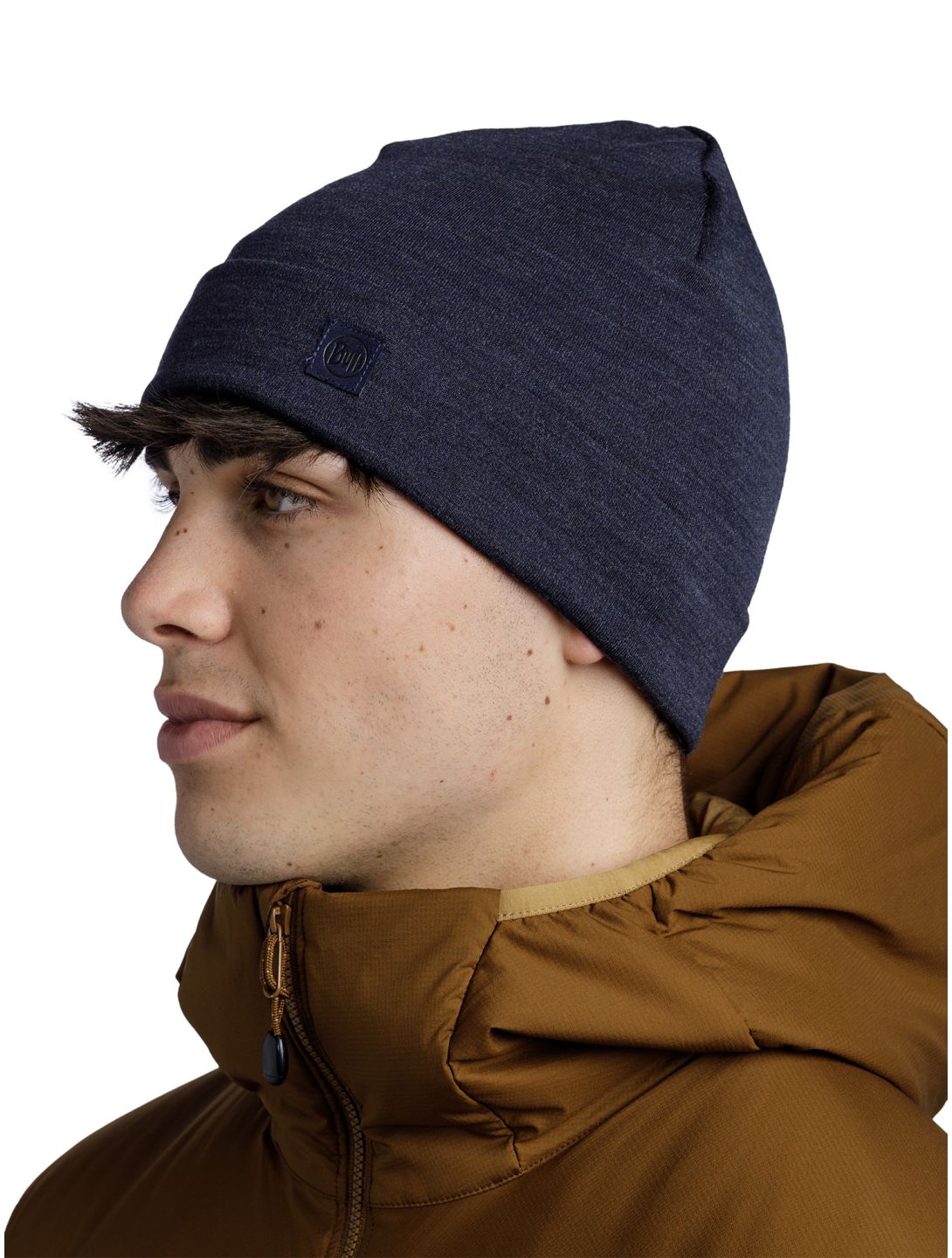 Buff, Merino Heavyweight Beanie gorro unisex Solid Indigo púrpura 