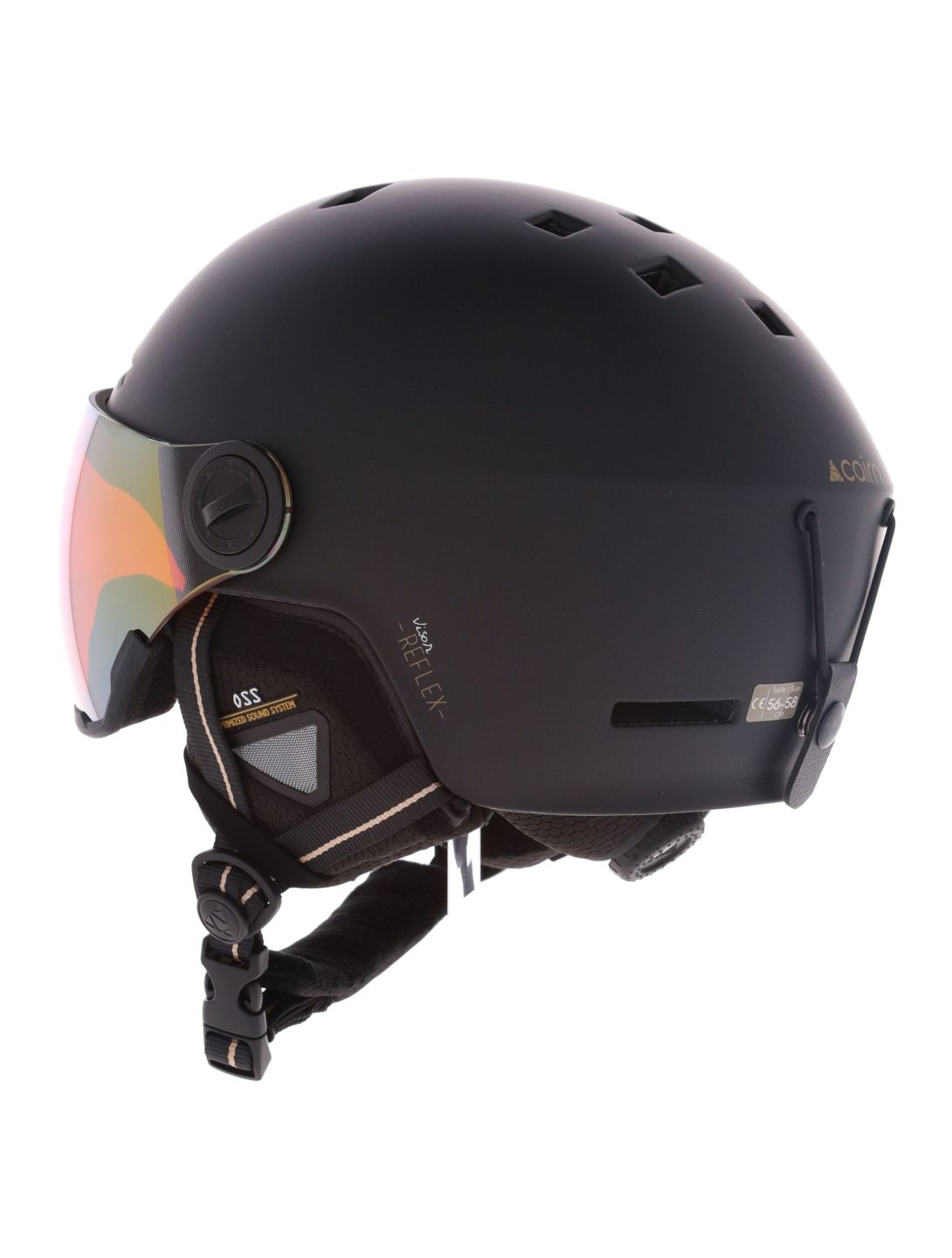 Cairn, Reflex Visor casco con visera unisex Mat Black Gold negro 