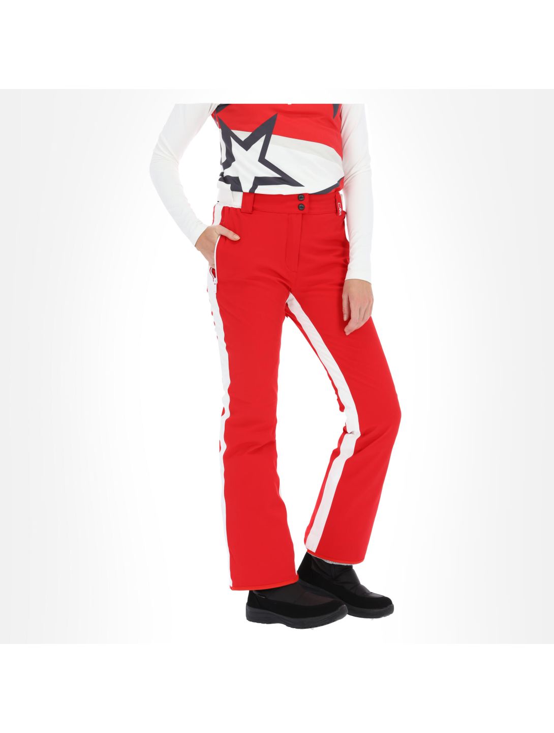 CMP, 30W0806 pantalones de esquí slim fit mujeres ferrari rojo