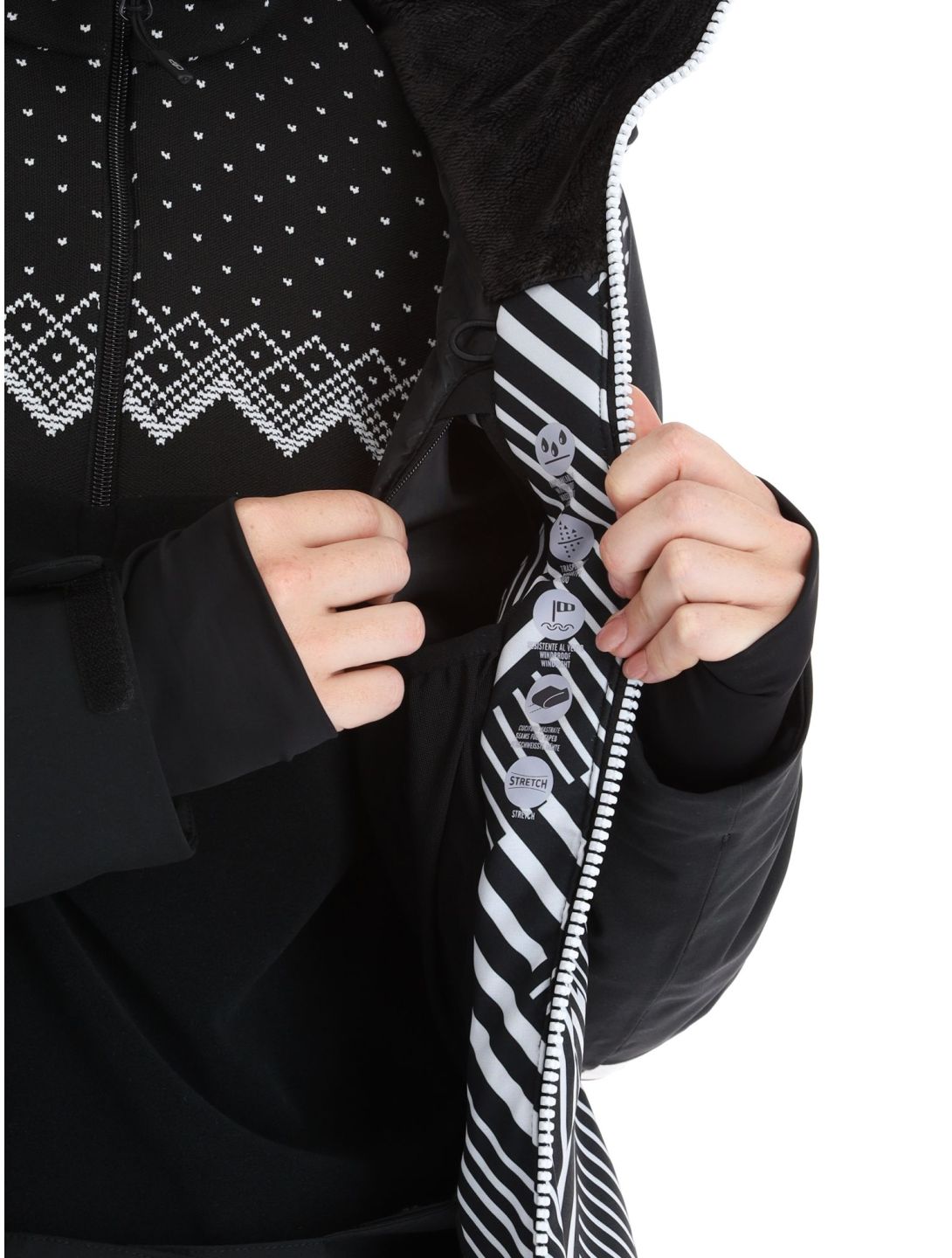 CMP, 33W0686 chaqueta de esquí mujeres Black White blanco, negro 