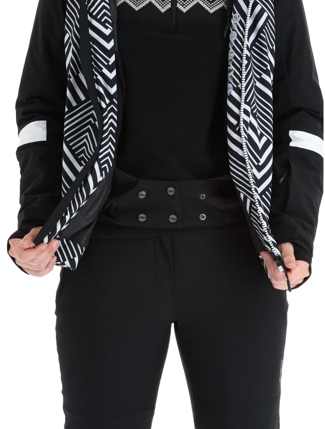 CMP, 33W0686 chaqueta de esquí mujeres Black White blanco, negro 