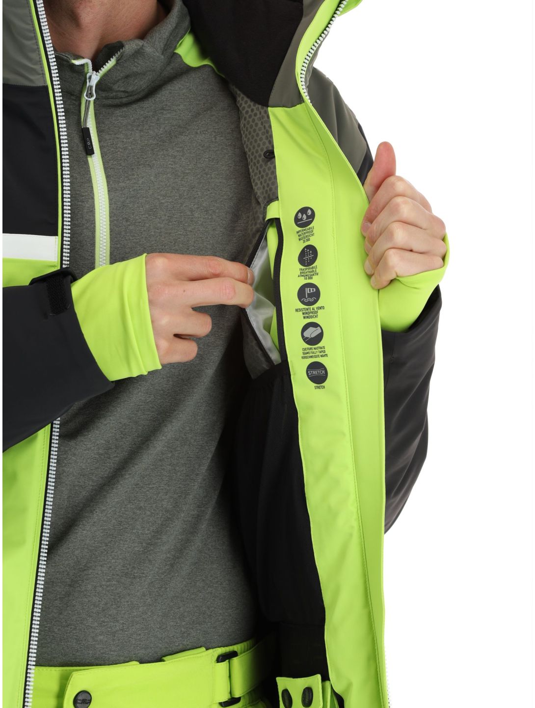 CMP, 33W0747 chaqueta de esquí hombres Acid negro, verde 