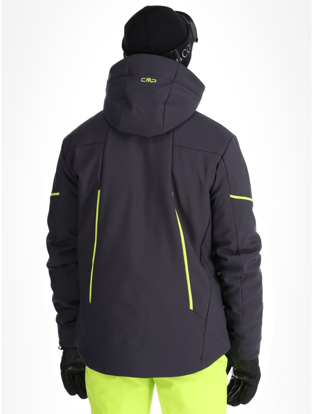 CMP, 33W0897 chaqueta de esquí softshell hombres Anthracite / Acid Yellow gris 