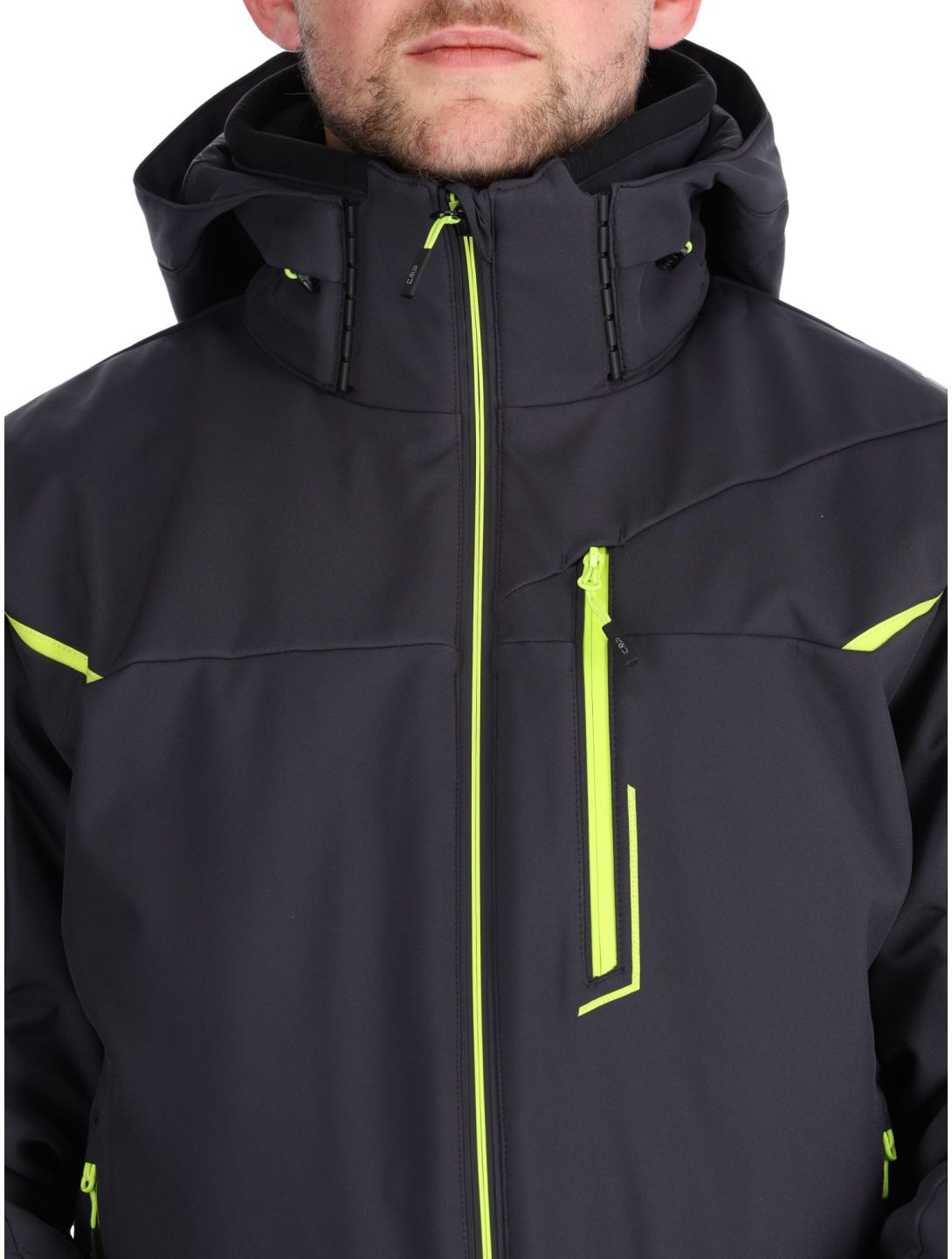 CMP, 33W0897 chaqueta de esquí softshell hombres Anthracite / Acid Yellow gris 