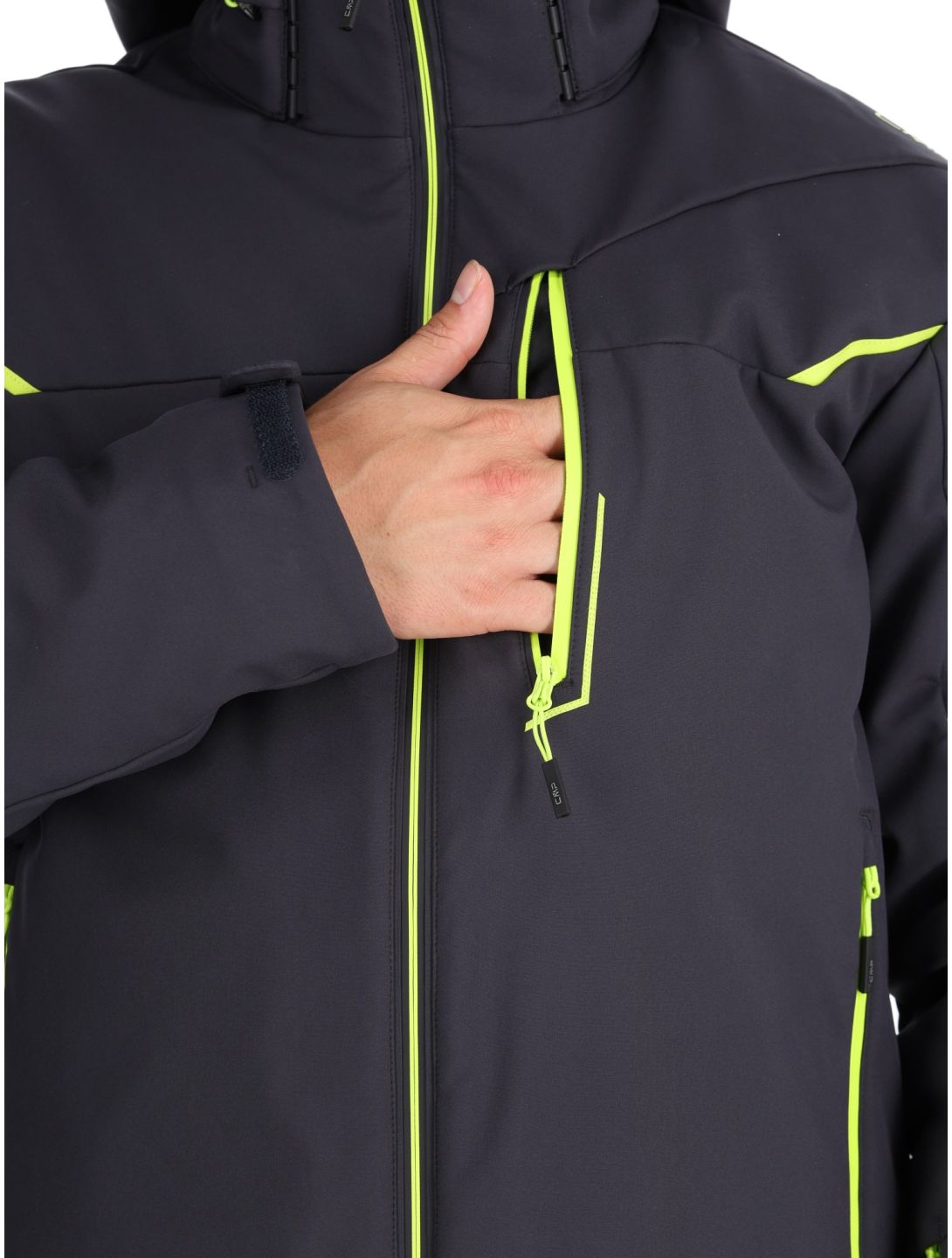 CMP, 33W0897 chaqueta de esquí softshell hombres Anthracite / Acid Yellow gris 