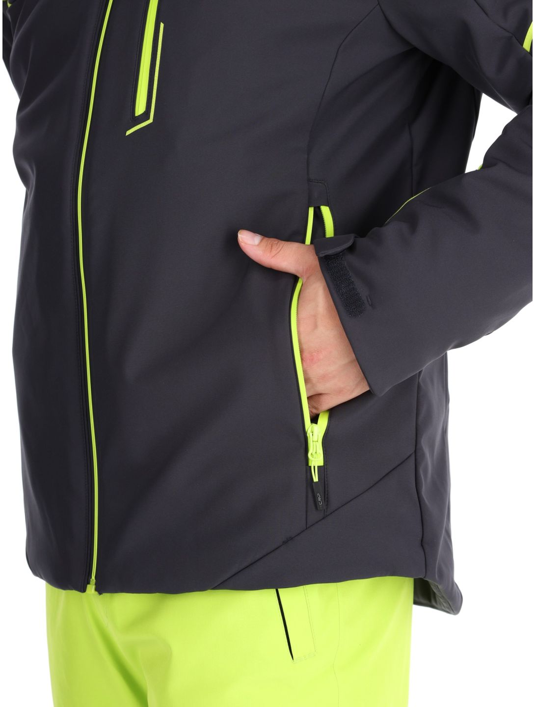 CMP, 33W0897 chaqueta de esquí softshell hombres Anthracite / Acid Yellow gris 