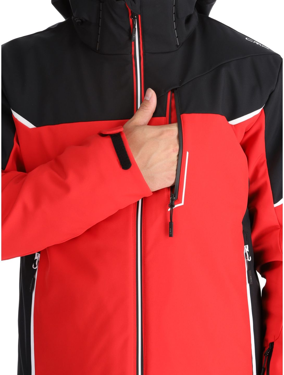 CMP, 33W0897 chaqueta de esquí softshell hombres Ferrari Black negro, rojo 