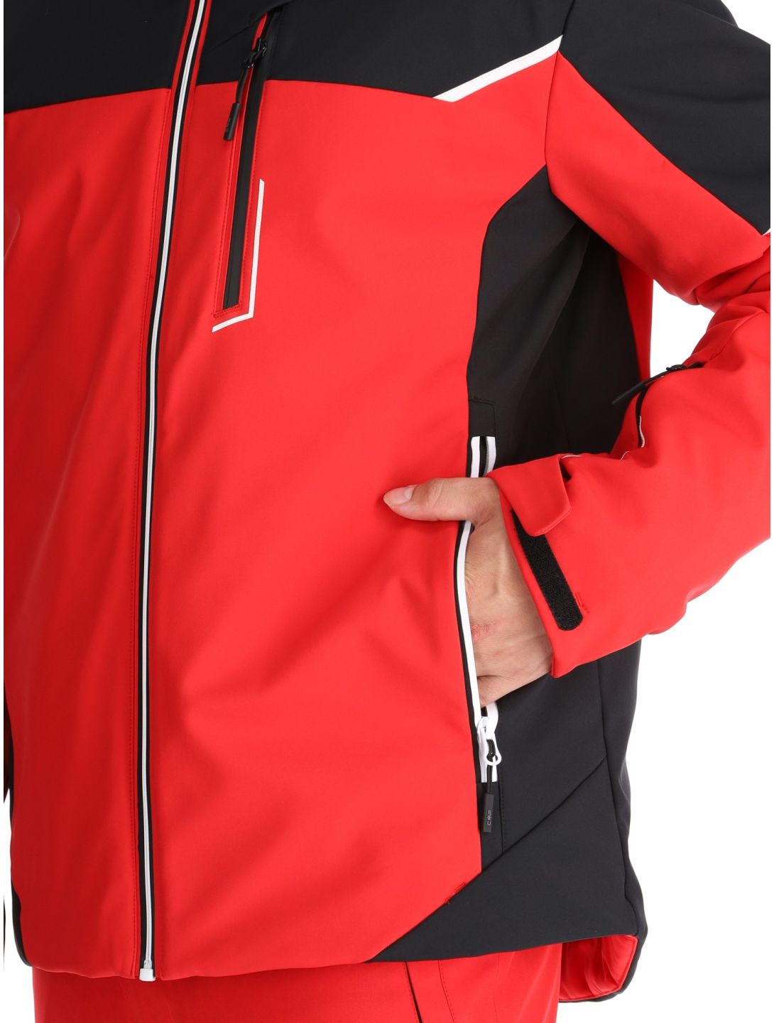 CMP, 33W0897 chaqueta de esquí softshell hombres Ferrari Black negro, rojo 