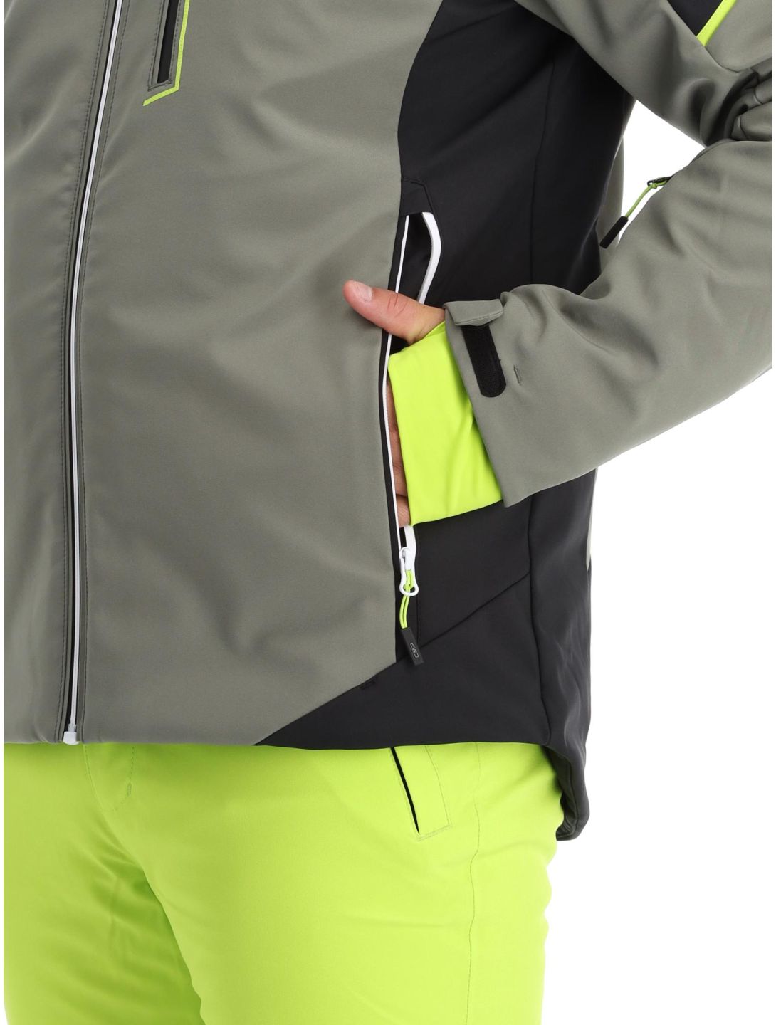 CMP, 33W0897 chaqueta de esquí softshell hombres Kaki verde 