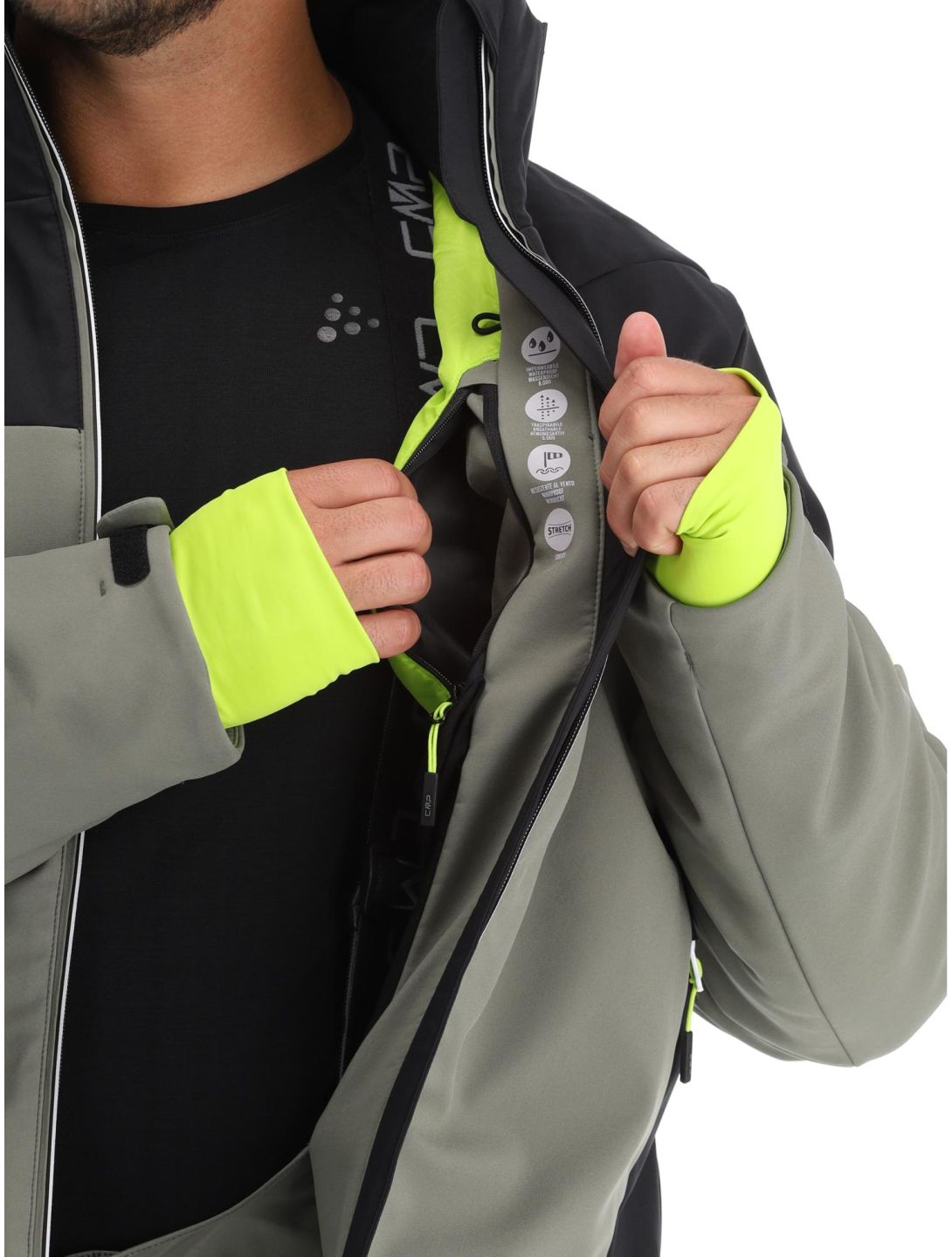 CMP, 33W0897 chaqueta de esquí softshell hombres Kaki verde 