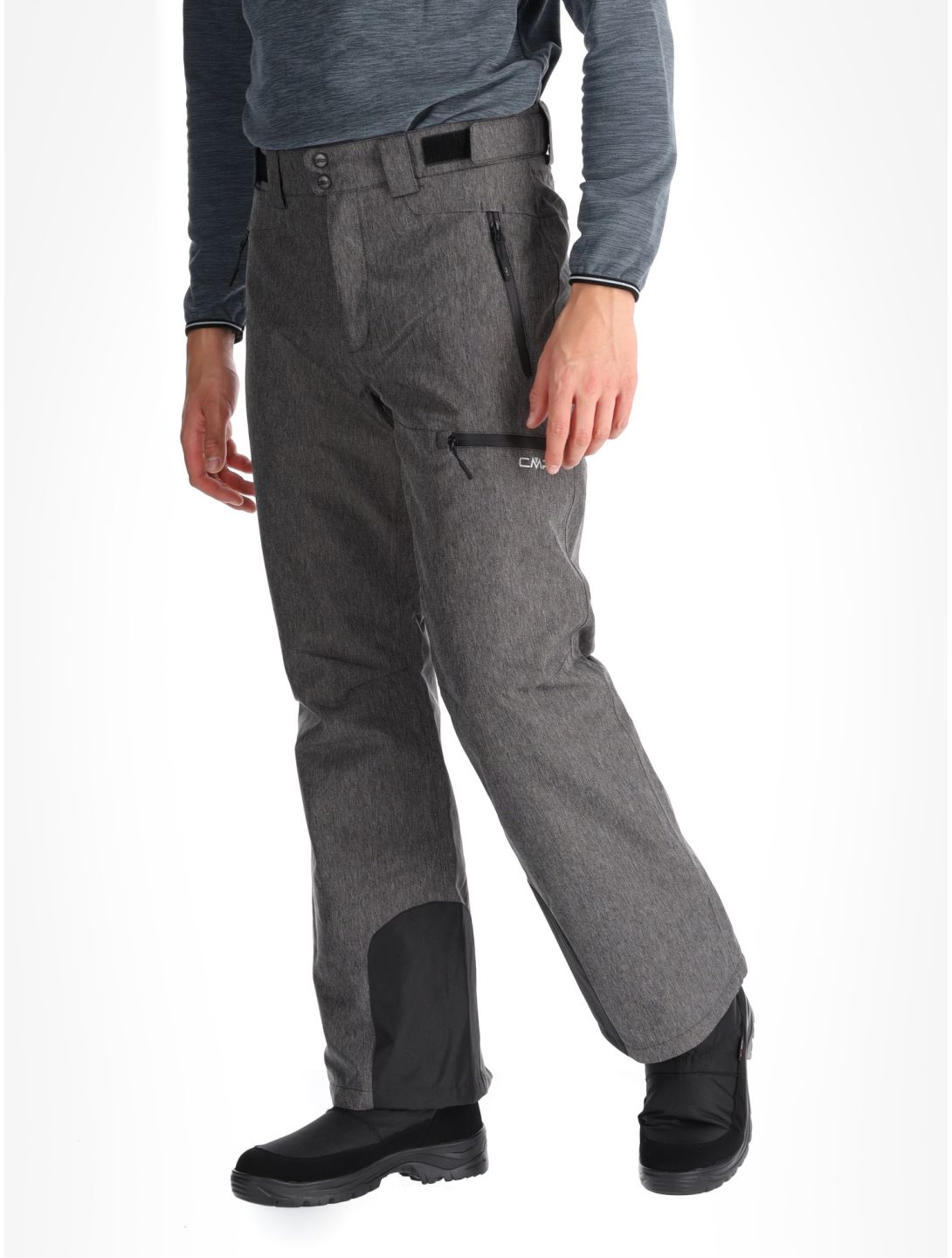 CMP, 34W4387 pantalones de esquí hombres Black Melange gris 