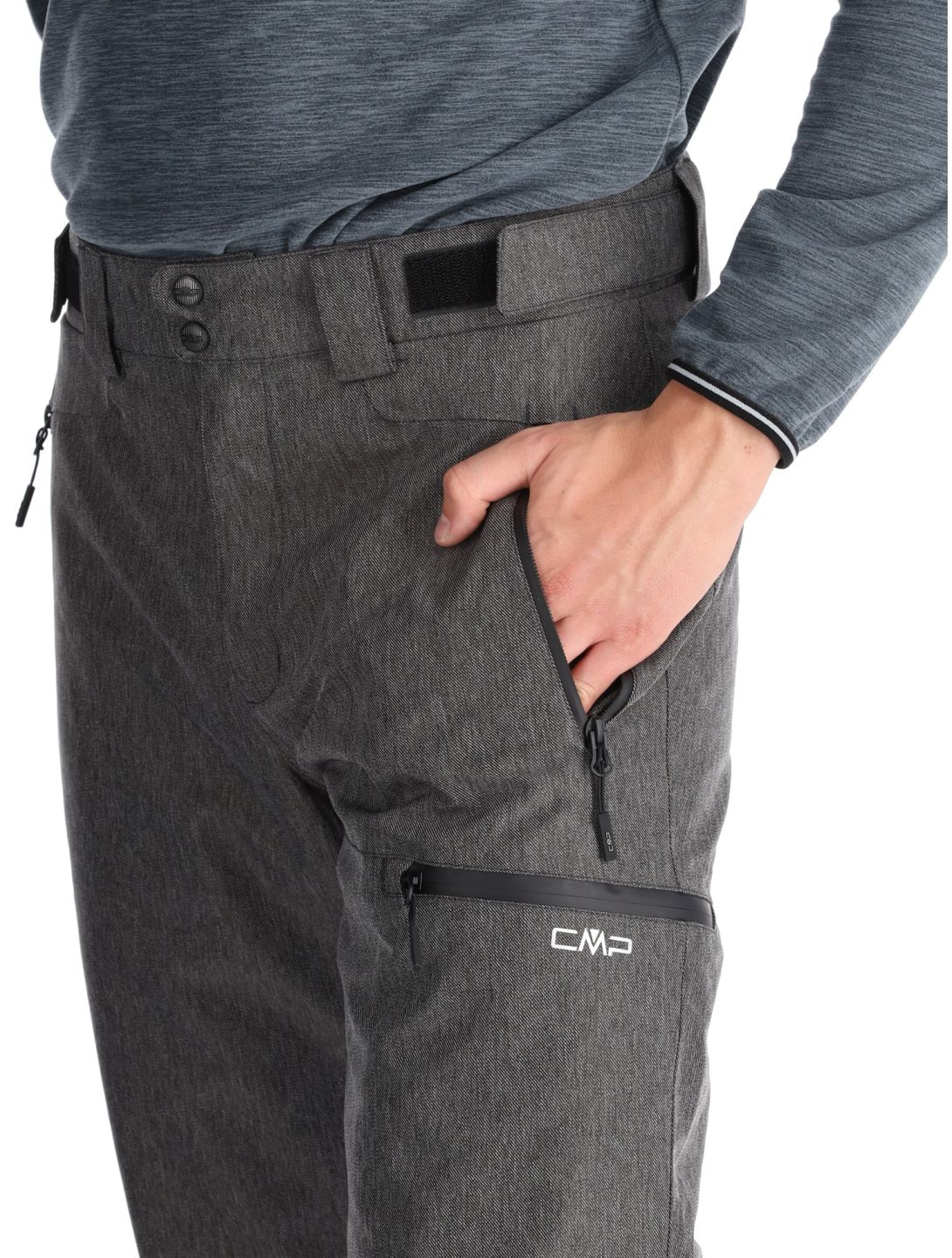 CMP, 34W4387 pantalones de esquí hombres Black Melange gris 