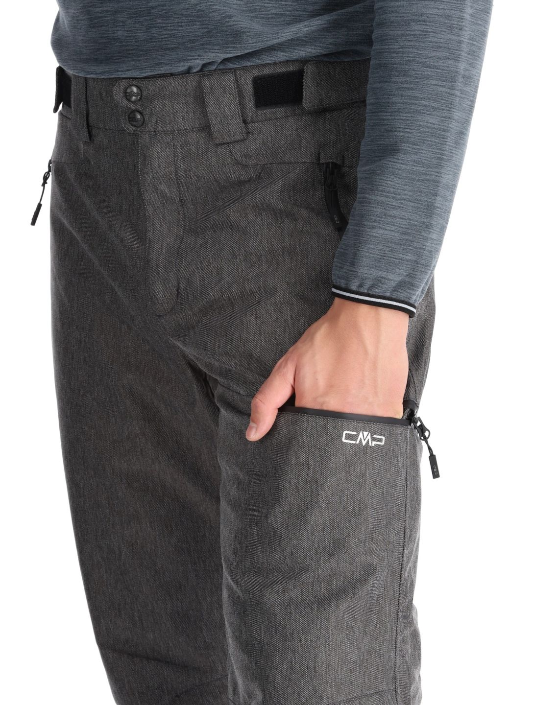 CMP, 34W4387 pantalones de esquí hombres Black Melange gris 