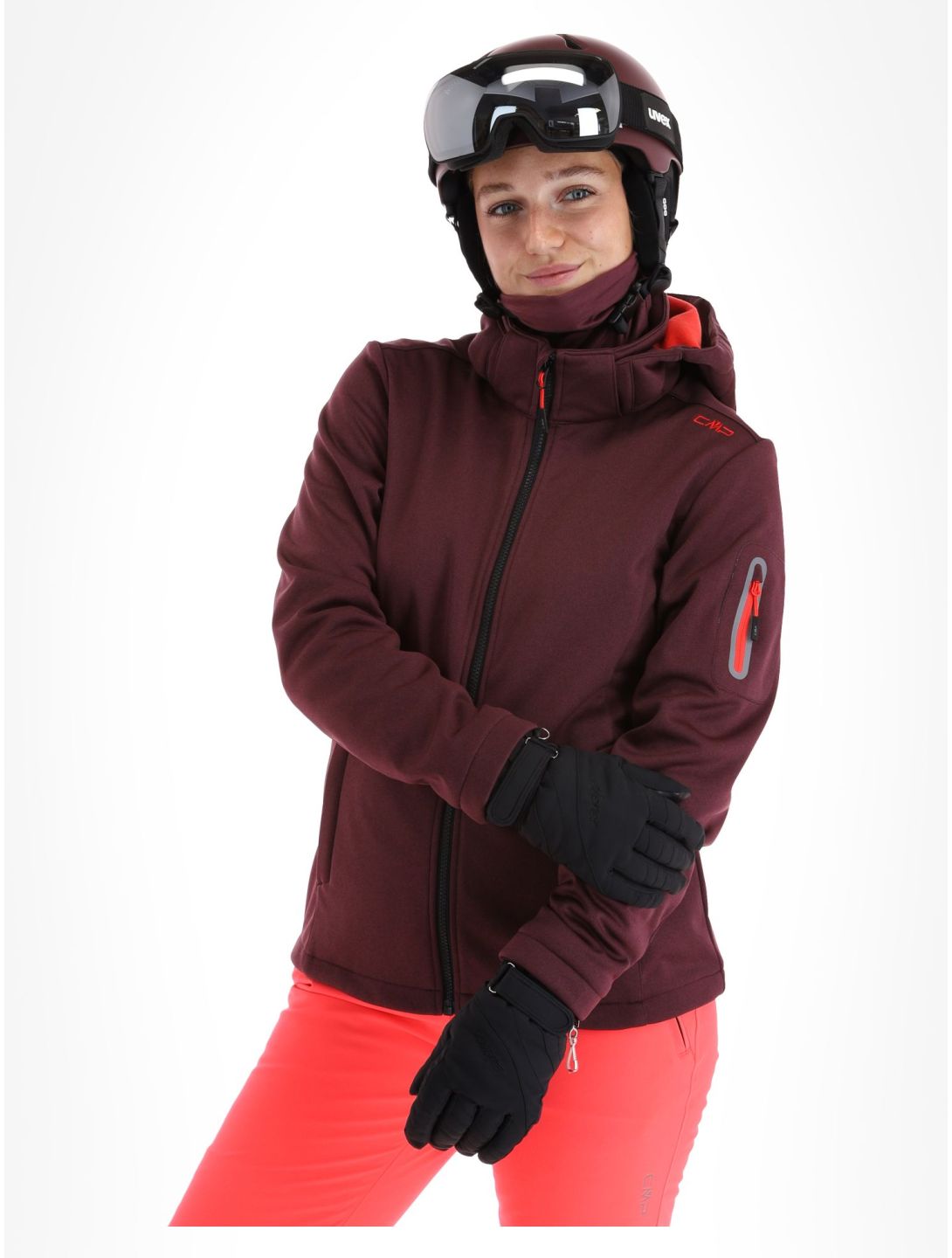 CMP, 39A5006M chaqueta de esquí softshell mujeres Burgundy Mel. borgoña 