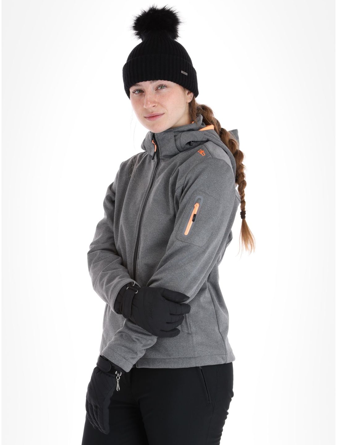 CMP, 39A5006M chaqueta de esquí softshell mujeres Black Mel. Melon naranja, negro 