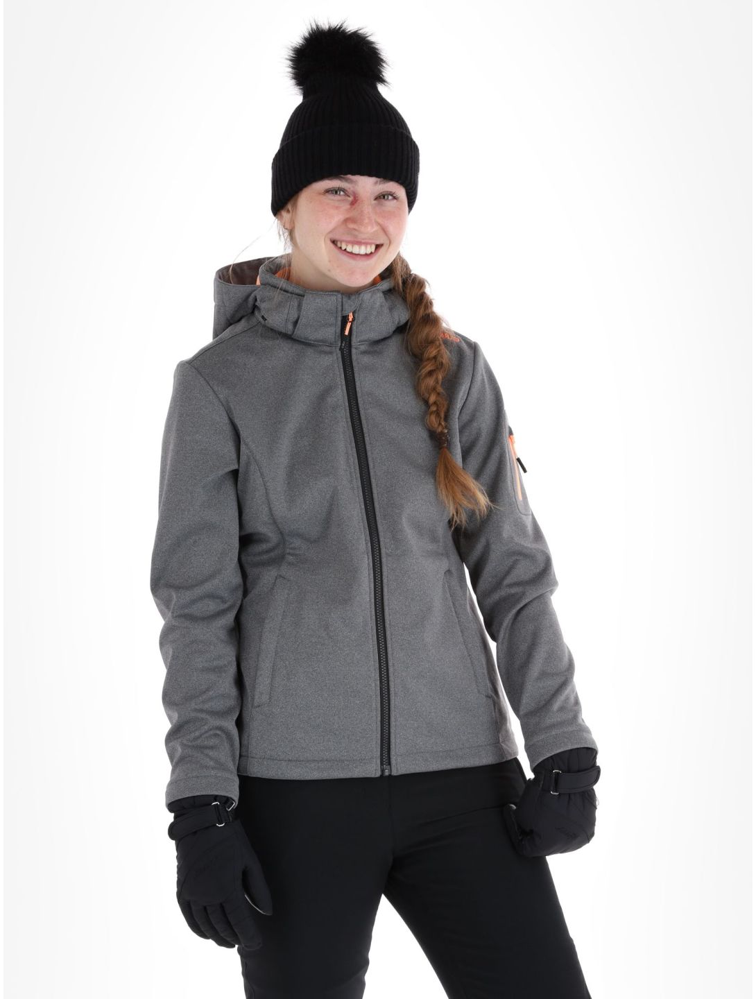 CMP, 39A5006M chaqueta de esquí softshell mujeres Black Mel. Melon naranja, negro 