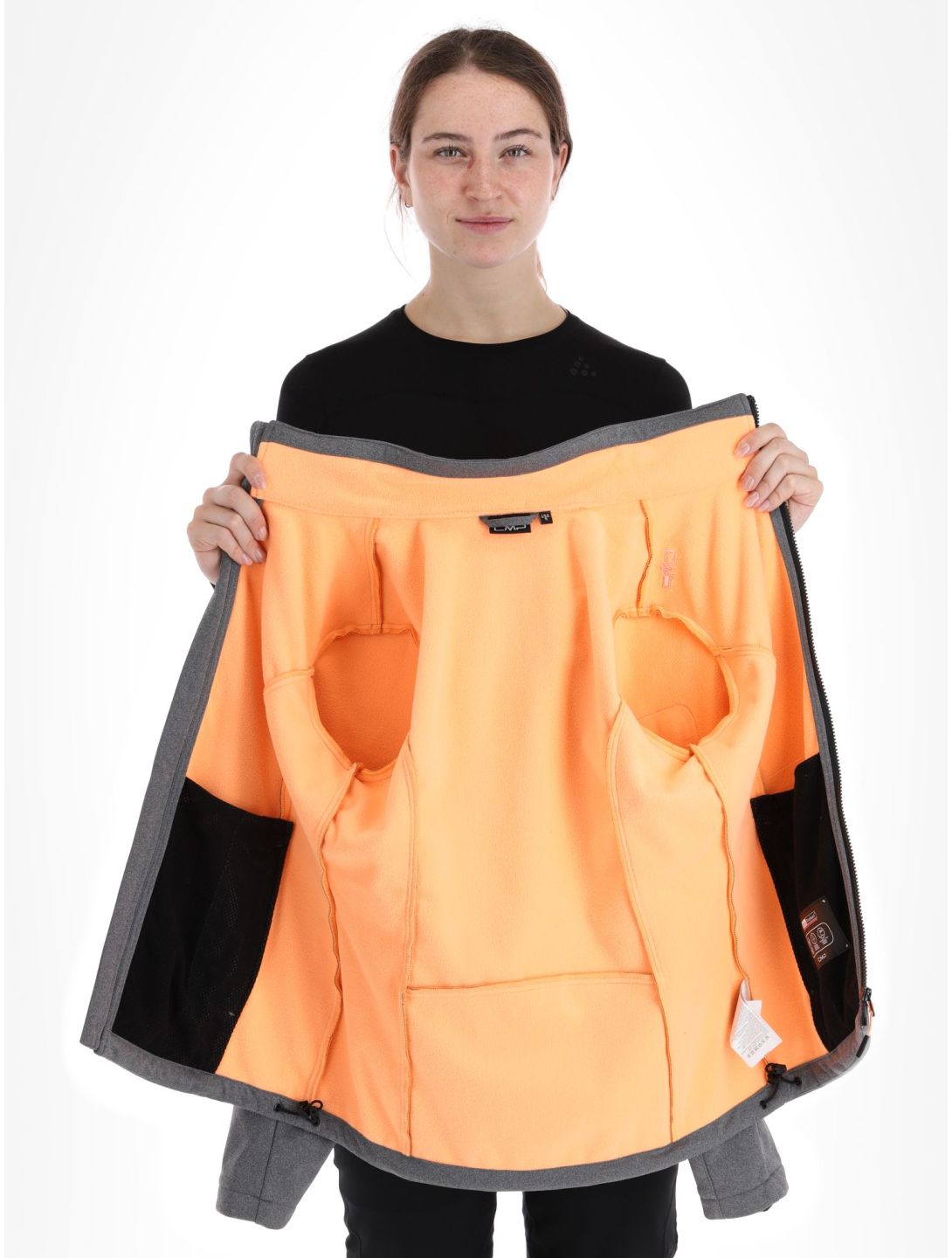 CMP, 39A5006M chaqueta de esquí softshell mujeres Black Mel. Melon naranja, negro 