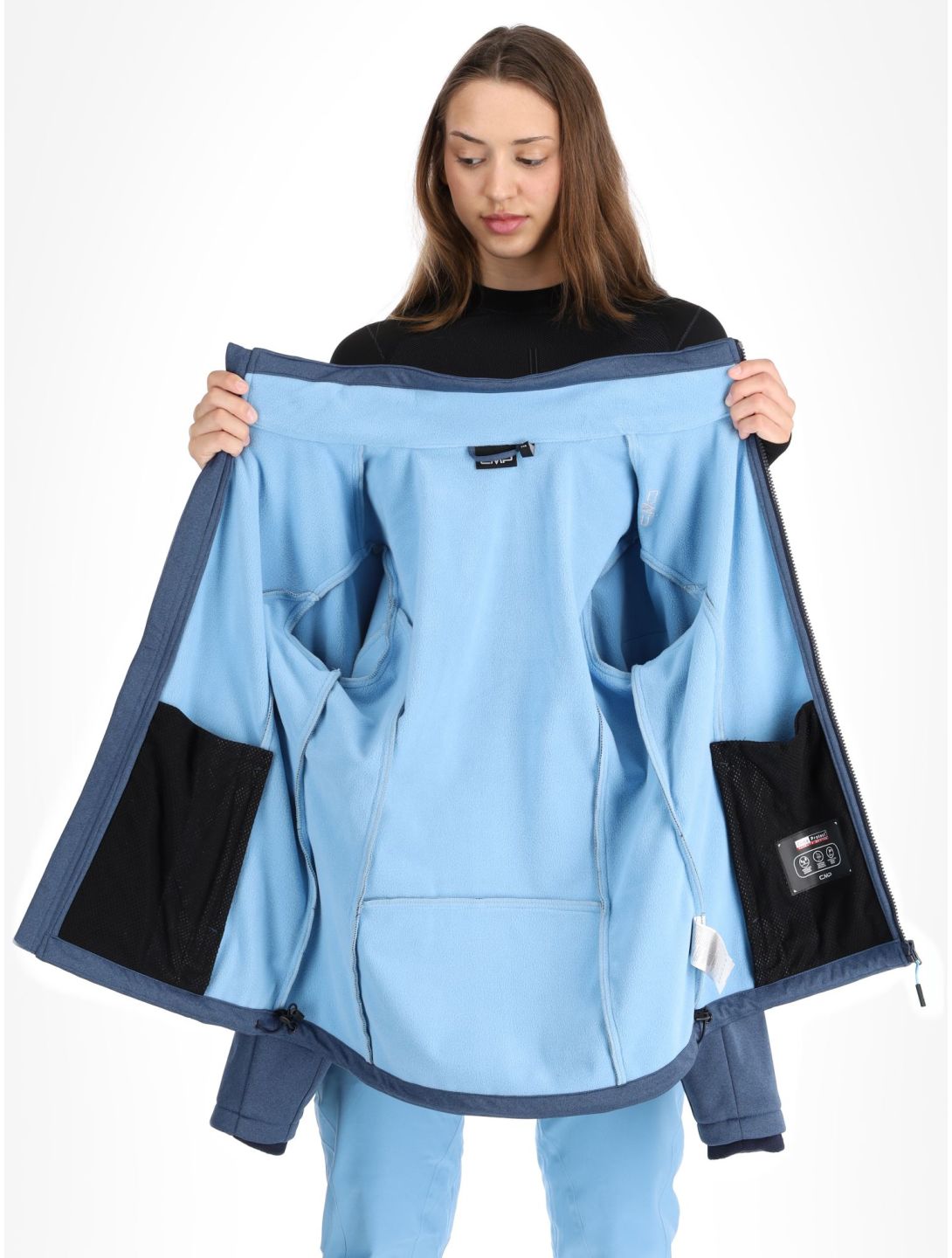 CMP, 39A5006M chaqueta de esquí softshell mujeres Blue Melange / Niagara azul 