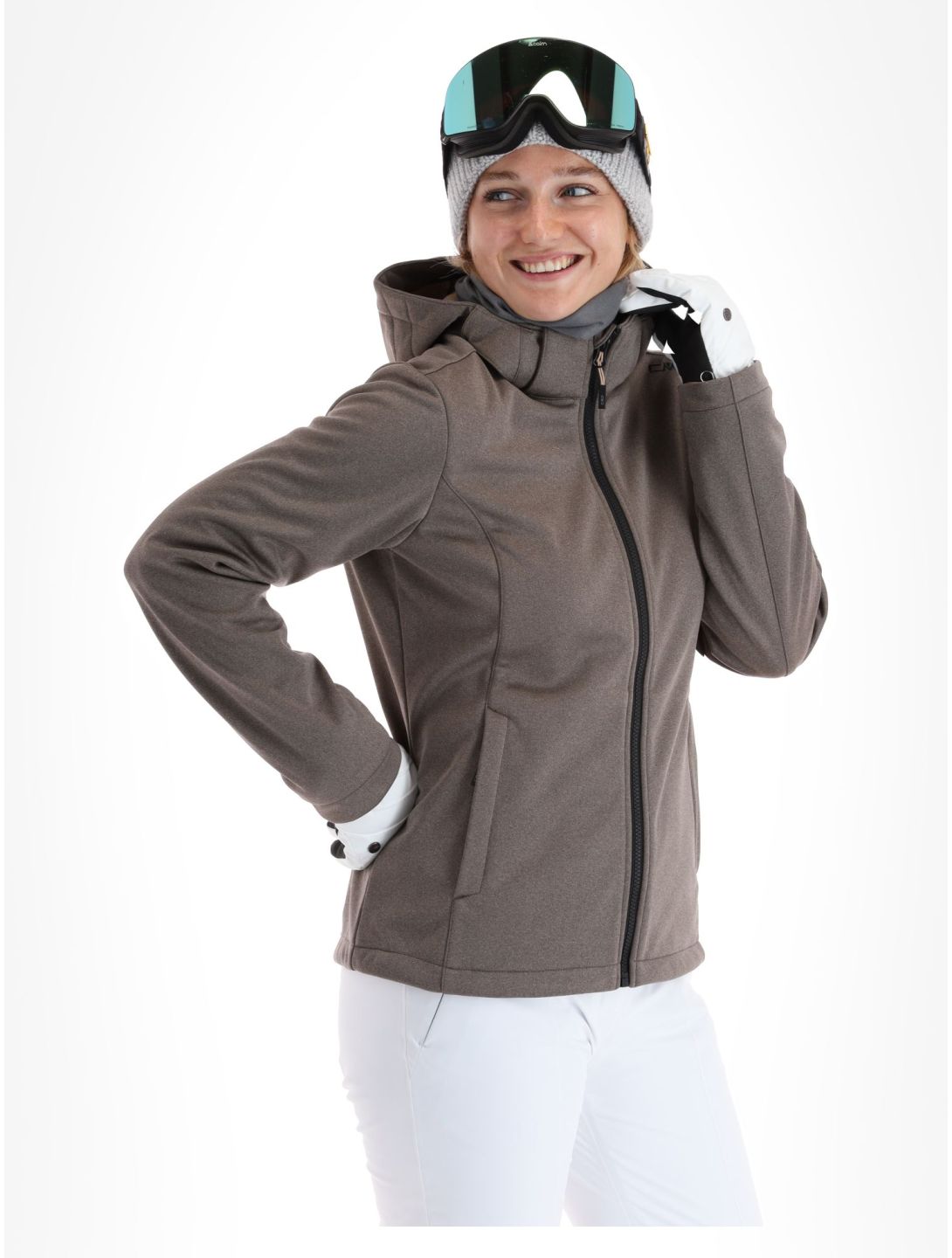 CMP, 39A5006M chaqueta de esquí softshell mujeres Sesam Mel Black beige, negro 