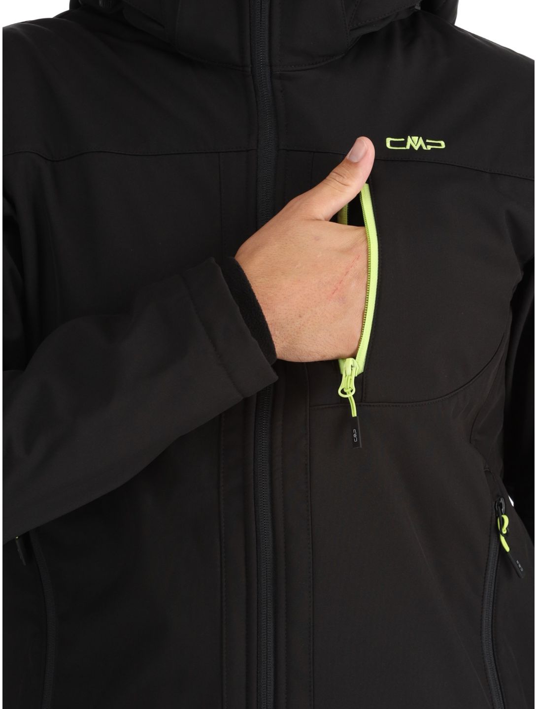 CMP, 3A01787N chaqueta de esquí softshell hombres Black / Acid negro 