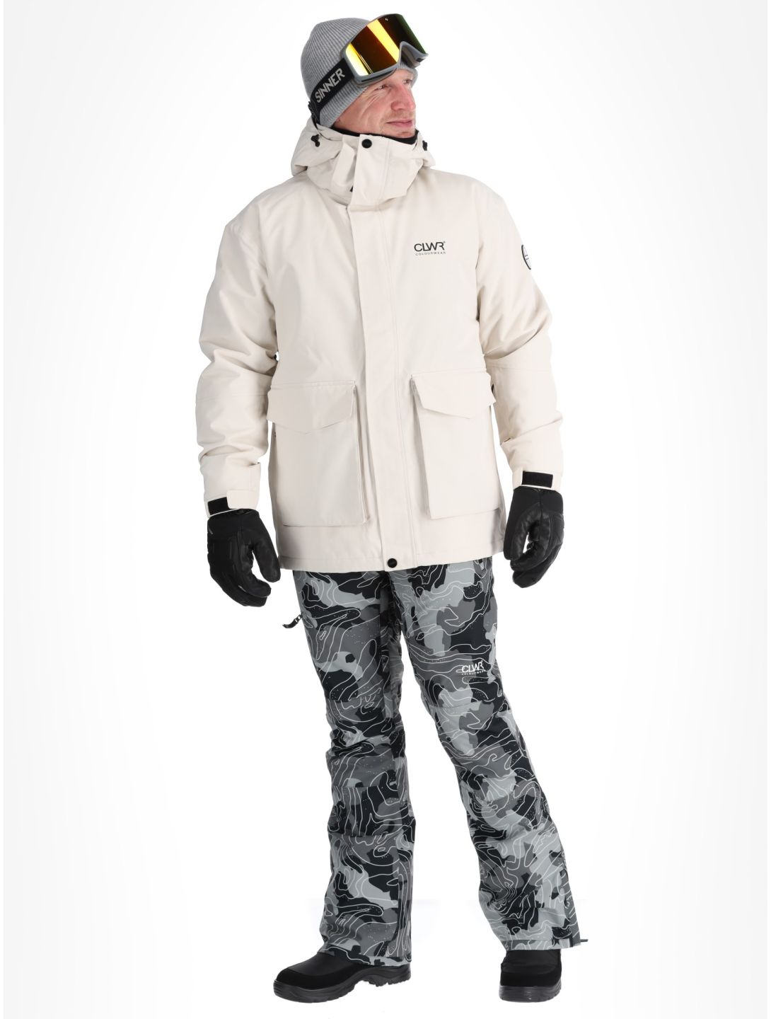 ColourWear, U Mountain Cargo chaqueta de esquí unisex Off-White blanco 