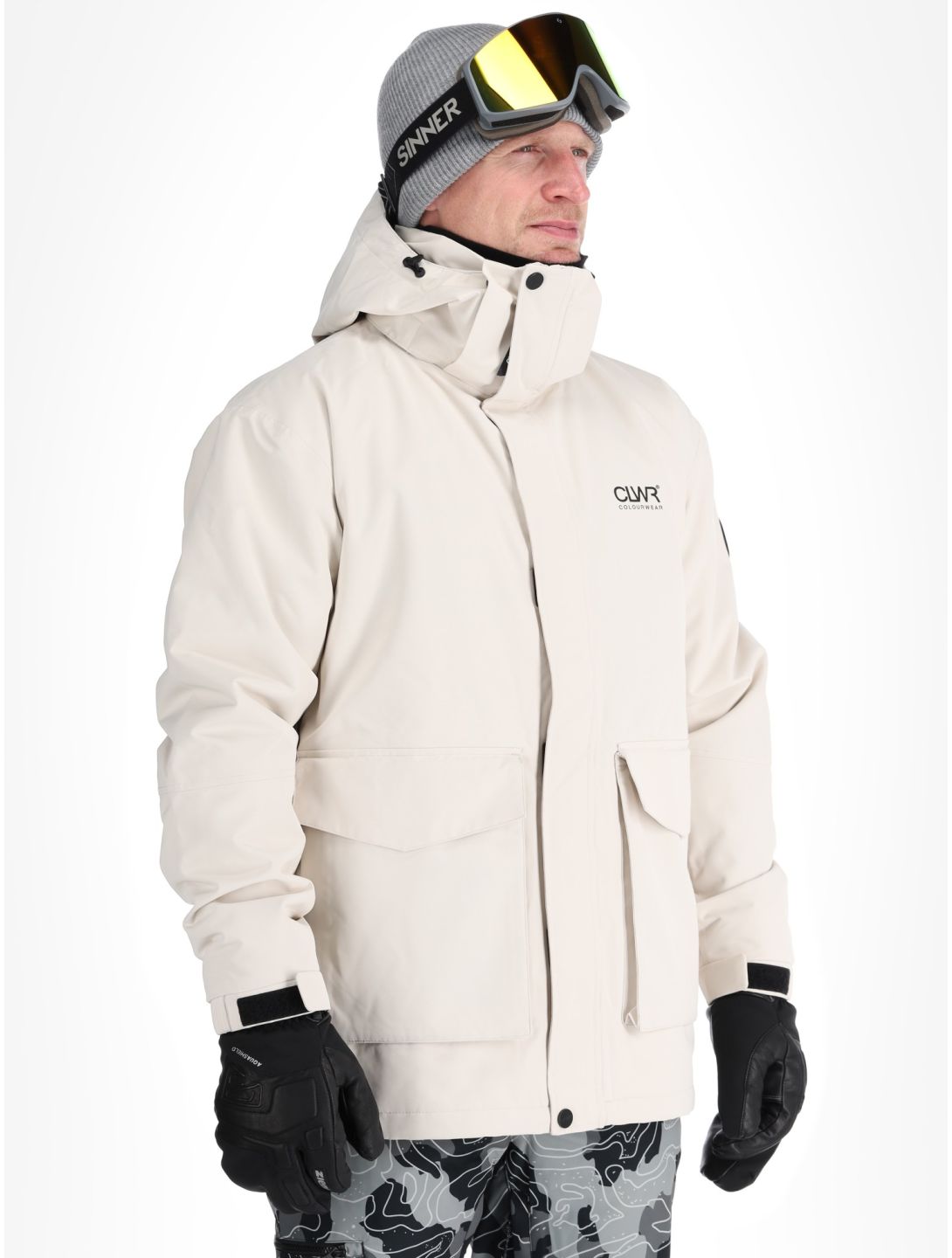 ColourWear, U Mountain Cargo chaqueta de esquí unisex Off-White blanco 