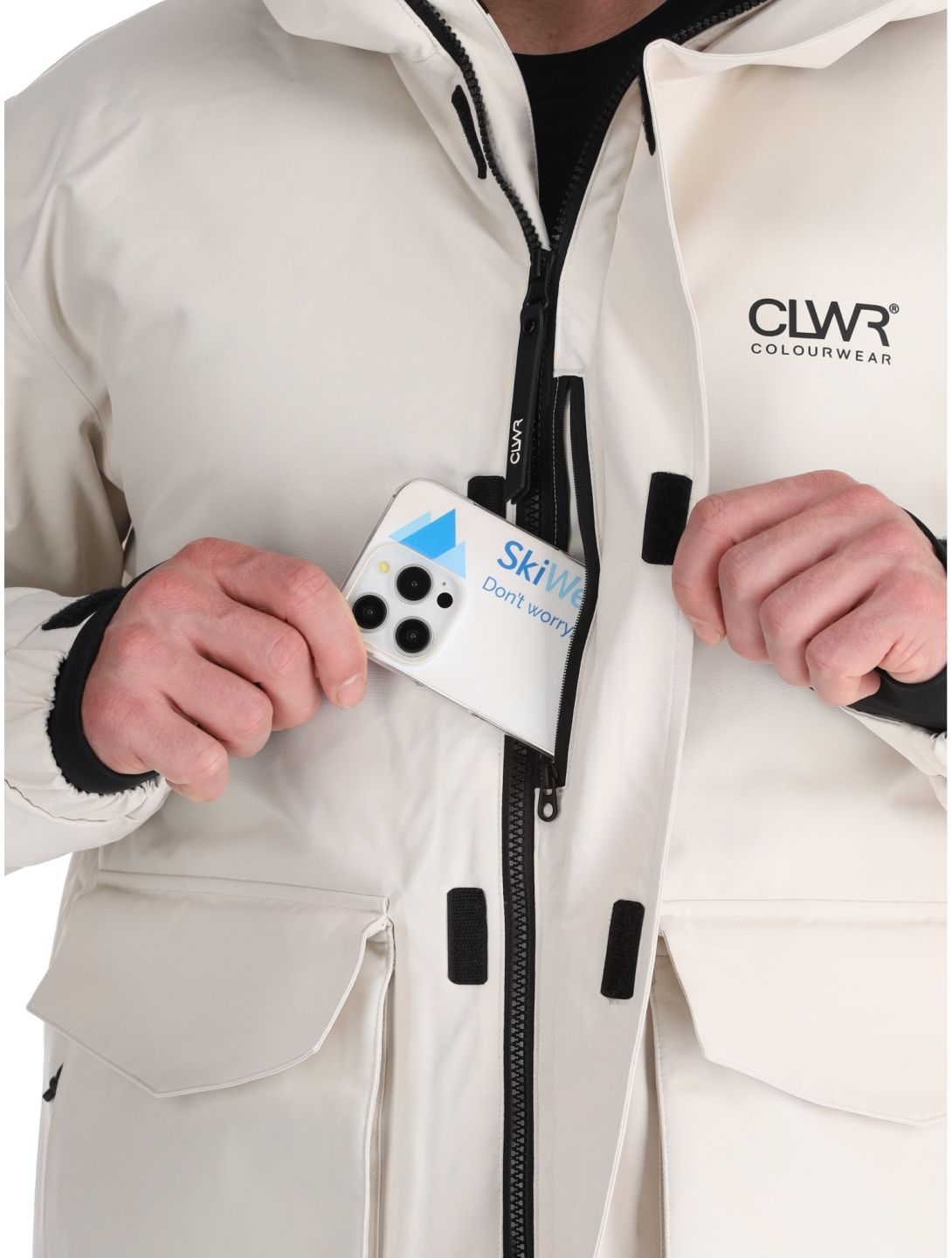 ColourWear, U Mountain Cargo chaqueta de esquí unisex Off-White blanco 