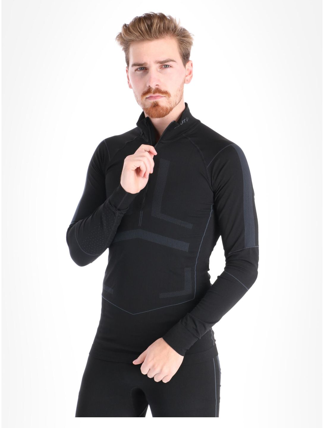 Craft, Active Intensity Zip camisa termoactiva hombres Black / Asphalt negro 